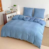 Couette matelassée chaude 100 % polyester pour l'hiver européen, ensemble de trois pièces, lavable en machine, literie