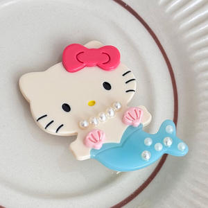 QianJin carino Hello Kitty Design molletta per capelli da ragazza pratico a forma di sirena con perle accessorio per capelli realizzato in acetato - Product Image 4