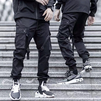 Pantalons cargo décontractés pour hommes, prix d'usine, noir pur, poche latérale, design simple, leggings durables pour hommes