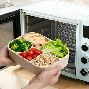 Silicone Divided <b>Lunch</b> <b>Box</b> Rectangle With Compartments Microwaveable Large Capacity Plastic Lid Solid Color - Product Image 3