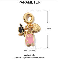 Pendentifs en Cuivre et Zircon en forme de Cœur et de Lèvres Fleuries / Pendentifs de Voyage pour Garçons et Filles, Accessoires de Bijoux DIY, Cadeau Électroplaqué
