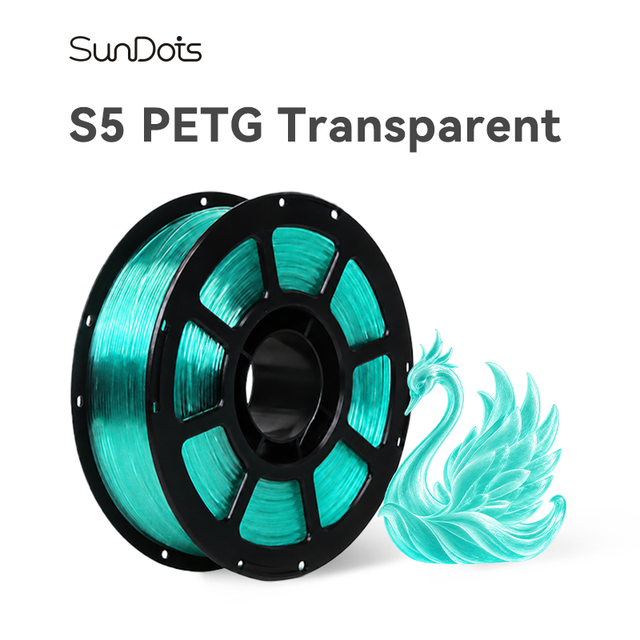 SunDots Wholesale Transparent Crystal PETG 3D Printing Filament 1.75mm 1KG for Bambu Lab Elegoo 3D Printer S5 PETG Filament