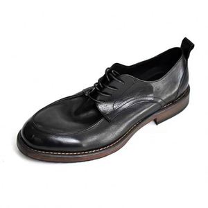 Chaussures habillées en cuir véritable pour hommes, style tendance, à bout carré, à lacets, respirantes, légères, grande taille, tendance européenne - Product Image 5