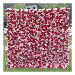Пользовательские 5d ткань розовый цветок стены Свадьба Искусственный шелк цветок настенная панель фон искусственный цветок предложение брак