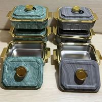 Nouveau design, chauffe-plats exquis, ensemble de 3 pièces (4L, 5L, 6L), récipients isothermes haut de gamme en acier inoxydable pour banquets