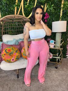 HR24049 <span class=keywords><strong>Pantaloni</strong></span> Yoga Donna a Vita Alta, Vestibilità Skinny, Effetto Lavato <span class=keywords><strong>con</strong></span> Nappe, Leggings a Zampa Attillati, <span class=keywords><strong>Pantaloni</strong></span> a Zampa - Product Image 5