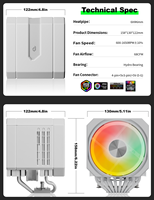Pendingin udara CPU ARGB 120mm menara ganda upHere pendingin menara sirip Aluminium kompatibel 8 pipa heatpipe untuk Lga1851 1700 115X AM5 AM4