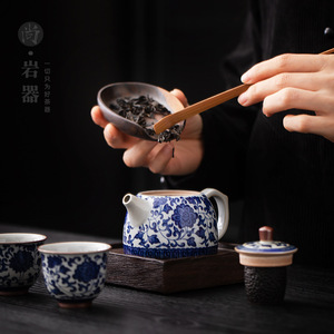 Blue And White Porcelain Kung Fu <b>Tea</b> Set 12 Piece With Gift <b>Box</b> Home Use Ceramic Teapot Teacup Gaiwan - Product Image 1