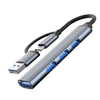 Hub USB-C 2-en-1 Xput 4 ports USB 3.0/2.0, station d'accueil multiport avec support de charge et transfert de données pour PC