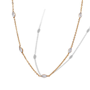 สร้อยคอคริสตัลธรรมชาติเคลือบทอง 18K สแตนเลสสตีล กันน้ำ เงางาม สำหรับผู้หญิง - Product Image 6
