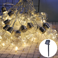 Guirlande lumineuse solaire d'extérieur pour jardin féerique, boules lumineuses, ampoules LED, décoration de Noël et de mariage