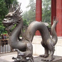 Grande sculpture de dragon en métal, statue chinoise antique en laiton, moulage extérieur, thème nautique