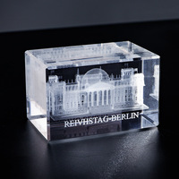 Cube en cristal gravé au laser 3D de haute qualité, respectueux de l'environnement, modèle de bâtiment allemand, logo personnalisé, petits souvenirs touristiques