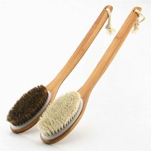 Bathroom Supplies Tools Horsehair <b>Bath</b> Brush with Long Curved - Product Image 1