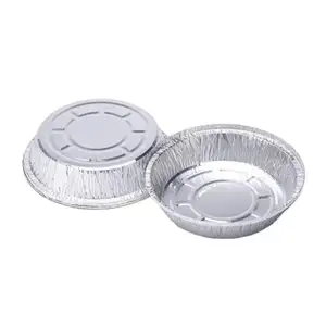 Emballage alimentaire jetable récipient en papier d'aluminium Moule à tarte en aluminium Plateaux de cuisson ronds en aluminium Conteneurs en papier d'aluminium