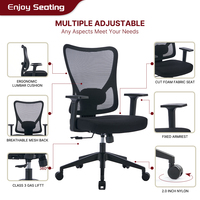 Chaise de bureau ergonomique en maille simple, plusieurs options de tissu en maille multicolores, réglable en hauteur, pour personnel de bureau
