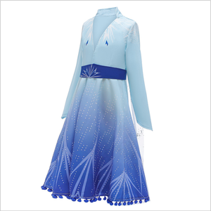D0120 Nuovi Costumi da Principessa <span class=keywords><strong>Elsa</strong></span> e Anna per Bambine, Vestito Lungo con Maniche Lunghe per Feste in Maschera - Product Image 2