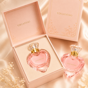 Botella de Perfume de Vidrio de Lujo en Forma de Corazón de 60 ml con Tapa de Cristal, Caja de Embalaje con Logotipo Personalizado - Product Image 1