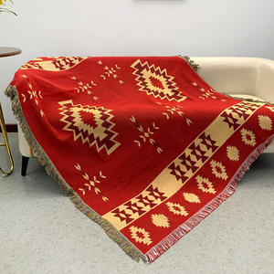 Usine bas quantité minimale de commande en gros tissé personnalisé Jacquard couverture Style américain mélange <span class=keywords><strong>serviette</strong></span> couvertures tapisserie tissé couvertures - Product Image 6