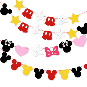 Guirlande en feutre Mickey <span class=keywords><strong>Minnie</strong></span> <span class=keywords><strong>Joyeux</strong></span> <span class=keywords><strong>Anniversaire</strong></span> - Écologique et durable pour les fêtes d'enfants et la décoration de la rentrée scolaire - Product Image 4