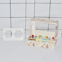 Mini inserto solo transporte Kraft pastel papel regalo cuadrado Bento 3 caja de cupcakes de lujo y embalaje