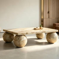 Table basse rectangulaire de style Wabi-sabi de luxe en marbre beige durable, décoration intérieure, meubles de salon, décoration de villa