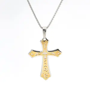 Double Steel Fashion Geometric Men Specifications Low Reasonable Price Cross Pendant Necklace Jewelry Stainless Steel