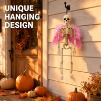 Squelette suspendu SIPKLR pour Halloween, 40 cm, en plastique, articulations mobiles, décoration de fête