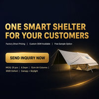 Tente de camping gonflable double couche de 63 m² de style professionnel pour l'extérieur, auvent pare-soleil, revêtement PVC, prête à l'emploi, toutes saisons