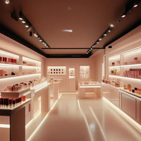 ONI Shopfitting Rak Display Toko Kecantikan Modern Berkualitas Tinggi, Transparan, Komersial, Dapat Disesuaikan, Tahan Lama, Dilengkapi Lampu LED, Berbahan Besi, Tahan Air
