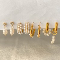 EMANCO Boucles d'oreilles créoles chic et délicates, géométriques, couleur or, en acier inoxydable, bijoux de mode pour femmes, vente en gros, dropshipping
