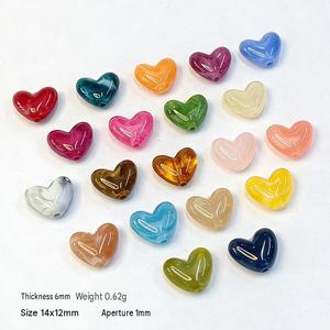 12x14mm Heart Acrylic Beads <b>Marbled</b> Loose Spacer DIY Bracelet Necklace Phone Charms Accessories Wholesale Bulk - Product Image 2