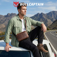 BULLCAPTAIN Bolso de Cuero Genuino Crazy Horse para Hombre, Estilo Clásico, Nuevo, de Gran Capacidad, Bandolera, Casual