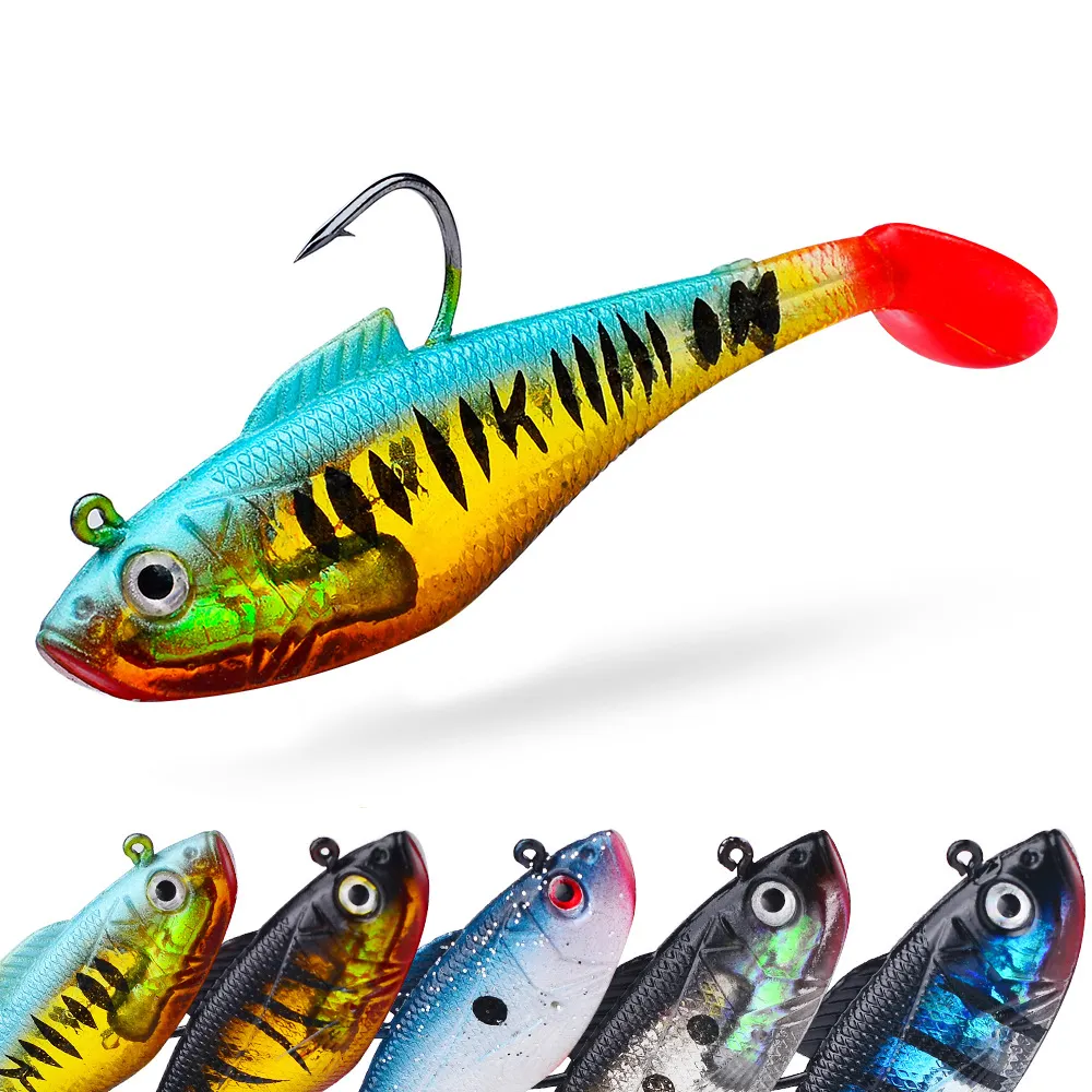 Jetshark 5cm/8cm/11cm cebo de pesca 5 colores T cola realista señuelo suave cabeza gancho punta de un solo gancho señuelo de pesca