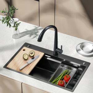 Fregadero de Cocina Nano Track Grande de un Solo Tazón de Acero Inoxidable con Lavado, Corte y Drenaje Integrados - Product Image 1