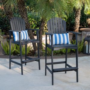 DB Outdoor Lot de 2 tabourets de bar Adirondack en bois d'acacia gris foncé-Chaises Premium - Product Image 4
