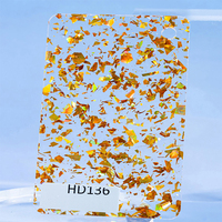 Feuille acrylique PMMA dorée scintillante, vente en gros, sur mesure pour la décoration d'événements de mariage