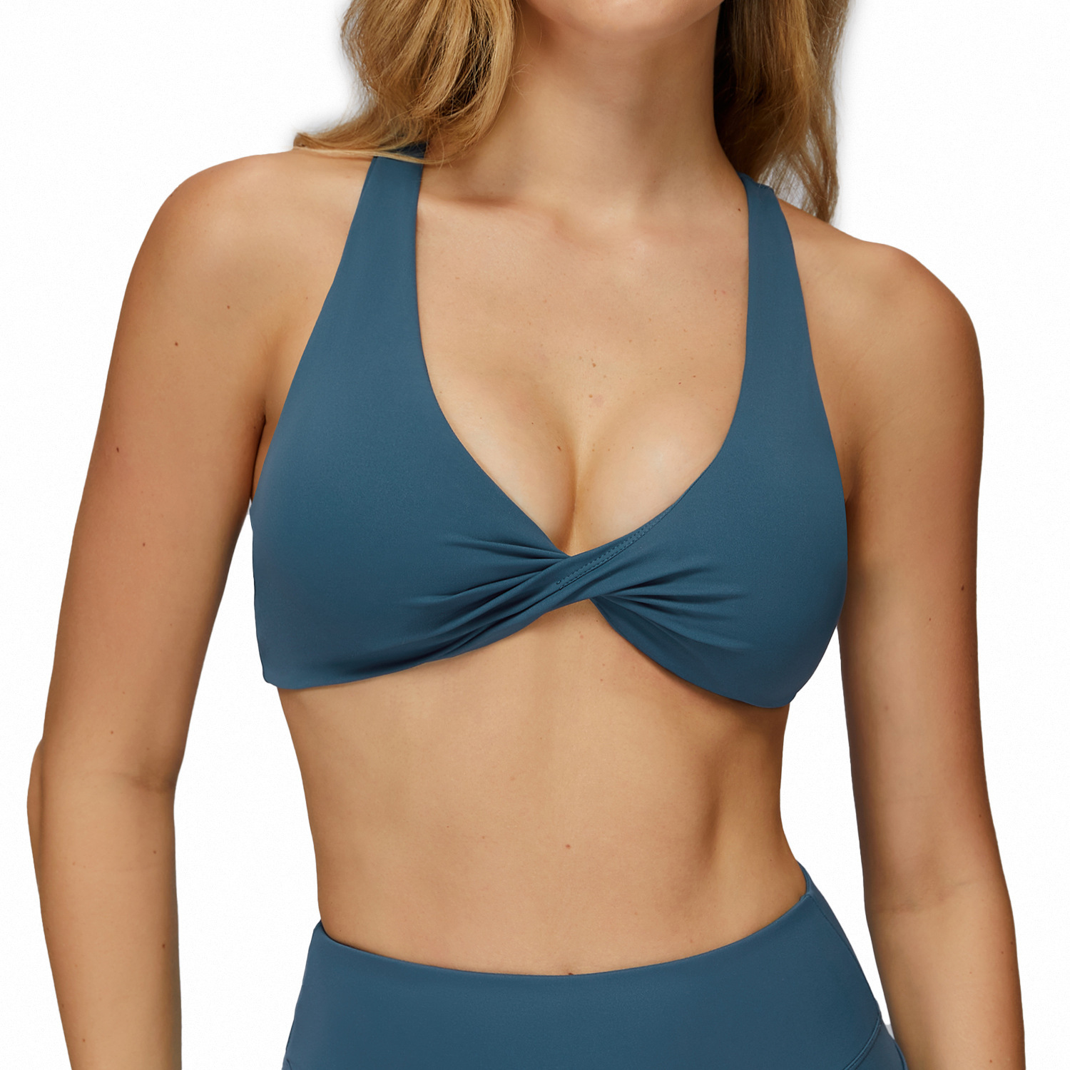 2025 Hot Sale Breathable Lightweight Twist Yoga Sports Bra Four-Way Stretch Front Logo Quick-Drying Women's Outdoor Running