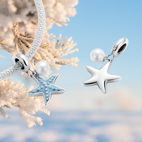 Pendentif Étoile de Mer Original en Argent Sterling S925 Plaqué Platine pour Enfants, Style Océan, Breloque Coquillage et Perle, Accessoires de Mode