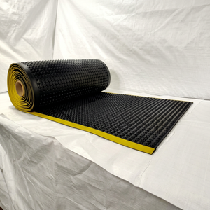 Black <b>Bubble</b> Surface Industrial Anti-Fatigue Floor Matting with Yellow Safety Border - Product Image 1