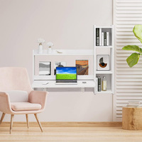 Bibliothèque murale flottante moderne avec bureau d'ordinateur portable table d'établi murale pliante flottante avec étagères de rangement