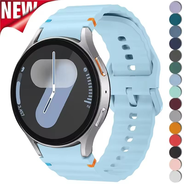 Forwelleny Original Style Wavy Silicone Line Sports 40mm 44mm Strap for Samsung Watch 7 SE 6 Classic 5 Pro 4 Smartwatch Band