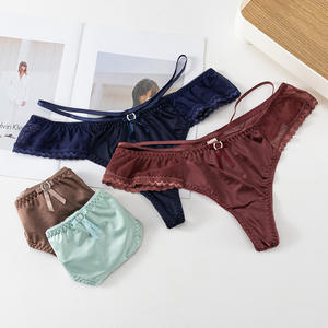 Nuevas bragas de encaje con tirantes finos y diseño hueco, lencería transparente y sexy para mujer, tanga de cintura baja. - Product Image 3