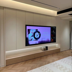 Soporte de TV de madera maciza Gabinete de almacenamiento de <span class=keywords><strong>roble</strong></span> moderno con diseño de plataforma <span class=keywords><strong>flotante</strong></span> Acabado <span class=keywords><strong>natural</strong></span> - Product Image 1