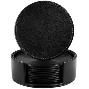 Newly Arrival <b>Coaster</b> <b>Set</b> with Leather Made Round Shaped Black Finished <b>Coaster</b> <b>Set</b> For Dining Table Uses - Product Image 6