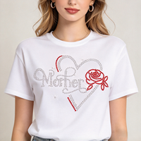 Blessed Mama Patch thermocollant en strass à dos plat, motif cœur, éco-responsable, pour T-shirt femme, thème Fête des Mères