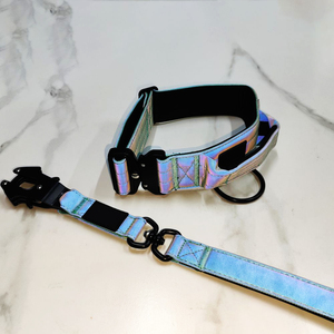 Pu <strong>Leather</strong> Luxury Reflective Print <strong>Dog</strong> Lead Laisse Chien <strong>Collar</strong> with Rivet Decoration in Sizes XS-XL for <strong>Dogs</strong> - Product Image 1