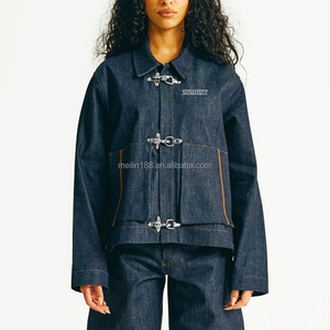 <b>Custom</b> <b>Denim</b> <b>Jacket</b> Lobster Raw Fireman Clasp Cropped Carpenter Mechanic Outerwear Bomber Workwear Jeans <b>Denim</b> <b>Jackets</b> - Product Image 1
