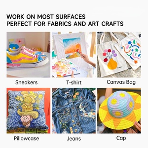 Fabric <strong>Paint</strong> 30 Colors Fabric Color <strong>Paint</strong> <strong>in</strong> <strong>Bottles</strong> (60ml/2oz) with Brushes Palette Stencils Non-Toxic Fabric <strong>Paint</strong> for Clothes - Product Image 6
