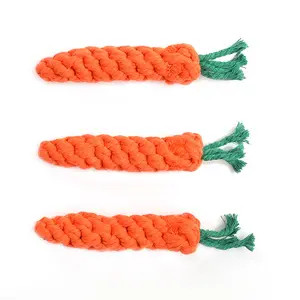 Mainan kunyah anjing tali gigit wortel tali simpul mainan kunyah untuk anjing kecil menyenangkan anak anjing mainan kucing tahan gigitan produk pembersih gigi anjing